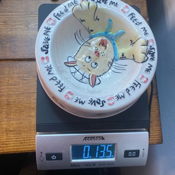 Cat Food Bowl Feed Me Save Me 3D Ceramic Genie Intl Out Of Nowhere 1995 - Picture 9 of 9